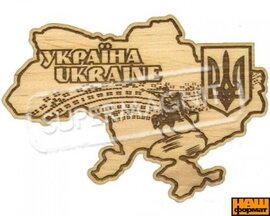 Карта України з пам'ятником Б. Хмельницькому (дерев'яний магніт) - фото книги