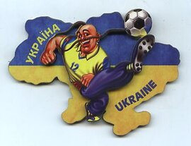 Козак-футболіст з м'ячем на фоні карти України (магніт 3D слойка) - фото книги
