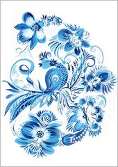 Листівка "Петриківський розпис. Синій птах" Оксана Остренок - фото обкладинки книги