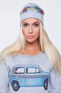 Шапка жіноча, сірого кольору (126-с01) - фото книги