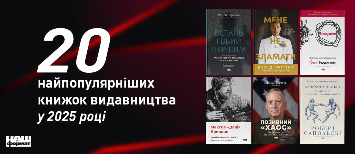 20 найпопулярніших книжок видавництва 2025