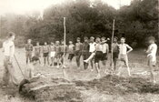 Заняття зі стрибків, С.Бандера - третій зліва, 1930 р.