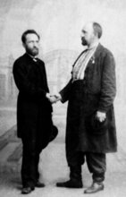1891 р. Володимир Шухевич і його чеський колега та приятель Ф.Ржегорж (АЦДВР)